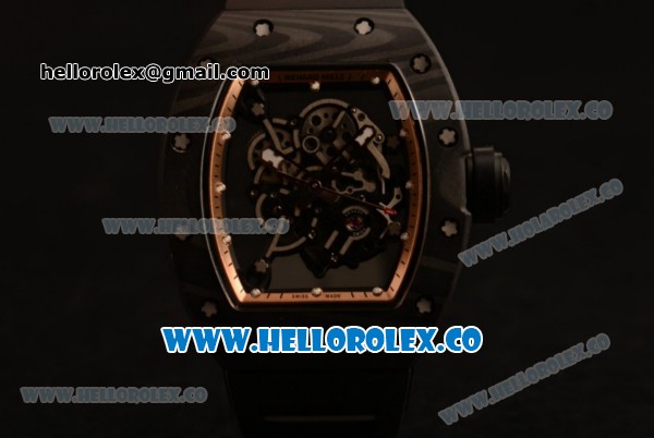 Richard Mille RM 055 Bubba Watson Miyota 9015 Automatic Carbon Fiber Case with Black Rubber Strap and Black Dial - Click Image to Close